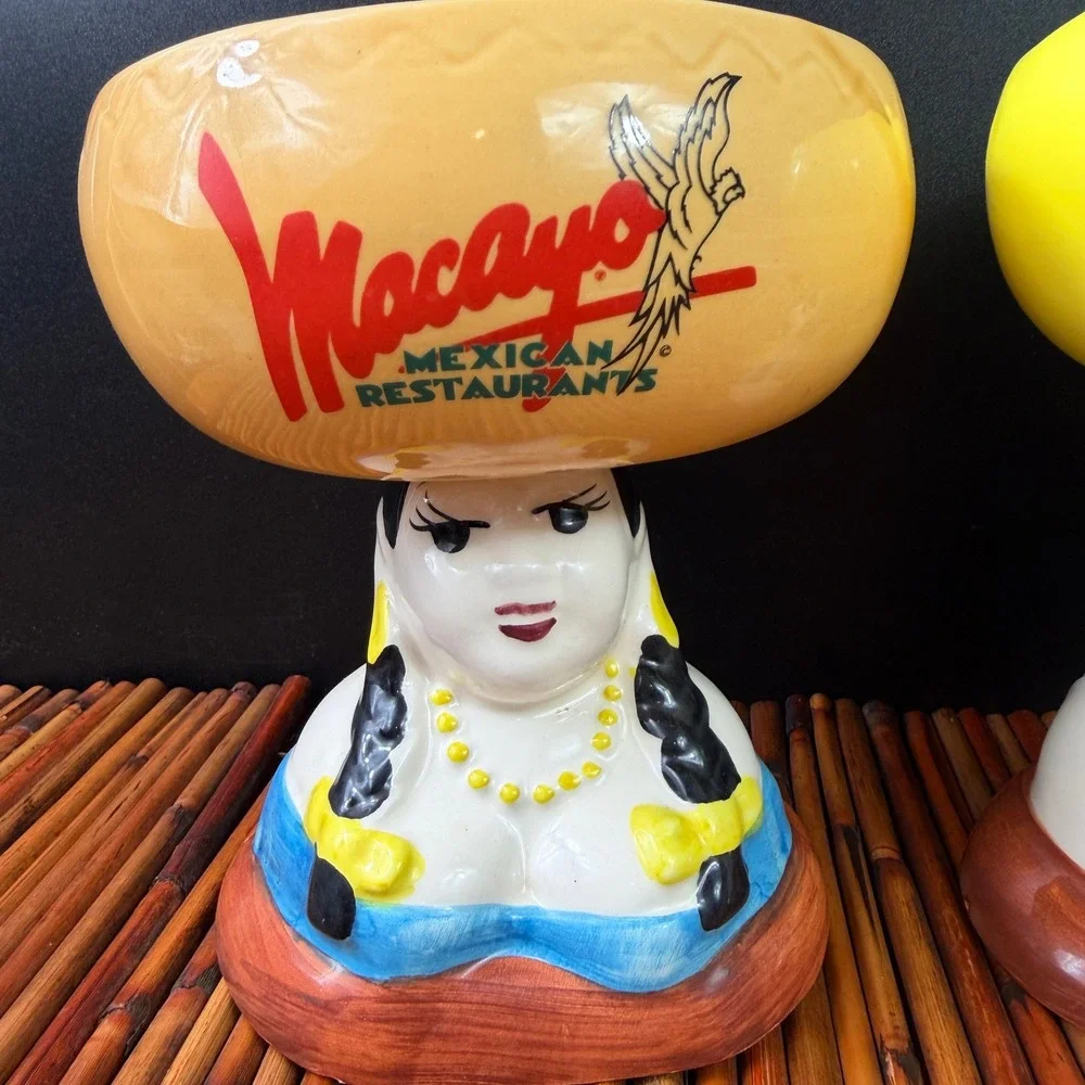 Macayo's Mexican Restaurants Margarita Mug Set, Ceramic Salsa, Chips, guacamole